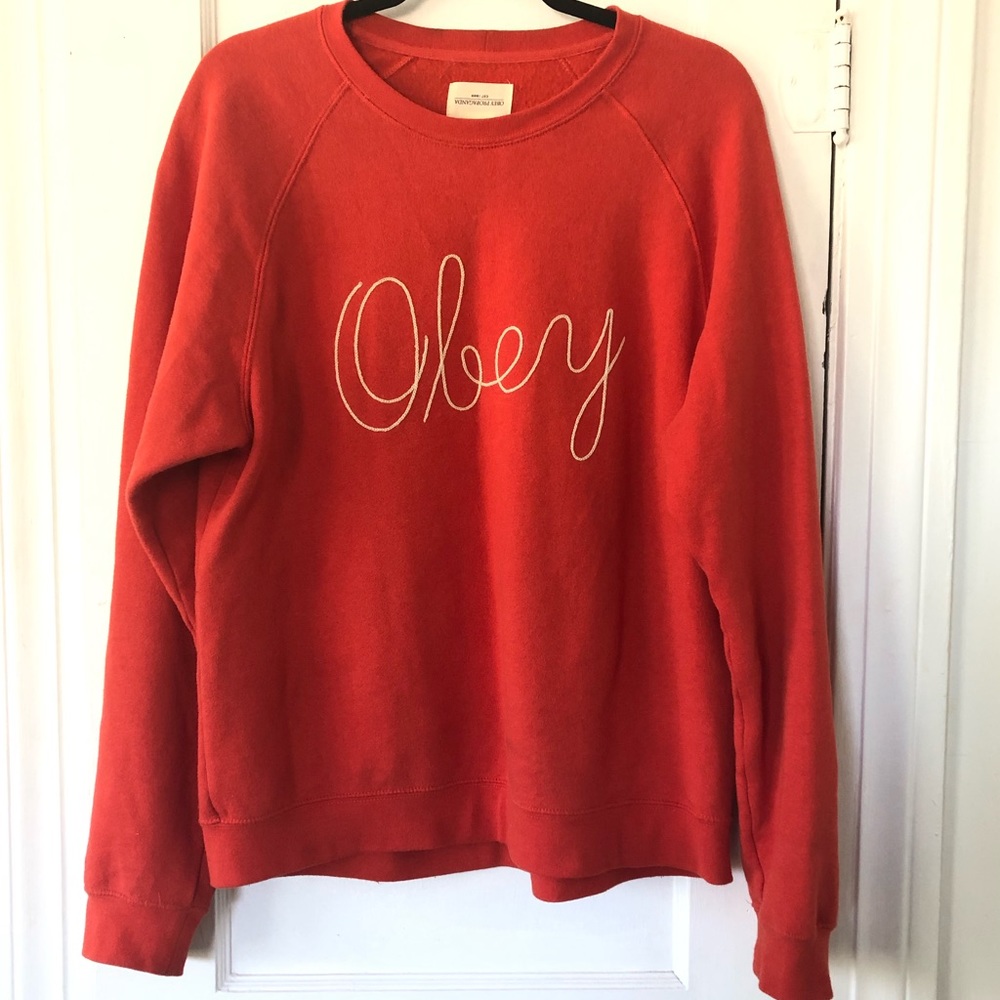 OBEY Embroidered Sweatshirt Pullover Size Large